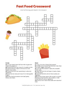 Fast Food Crossword