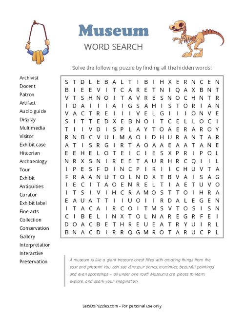 Museum Word Search