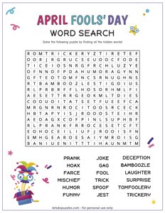 April Fools Day Word Search