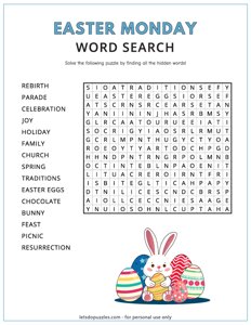 Easter Monday Word Search