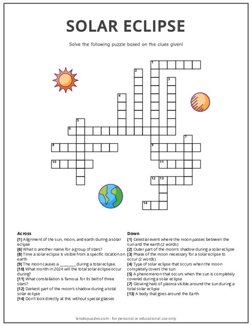 Solar Eclipse Crossword