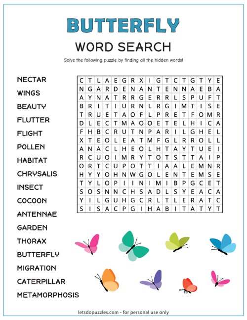 Butterfly Word Search