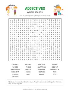 Adjectives Word Search