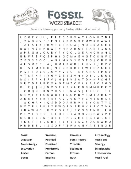 Fossil Word Search