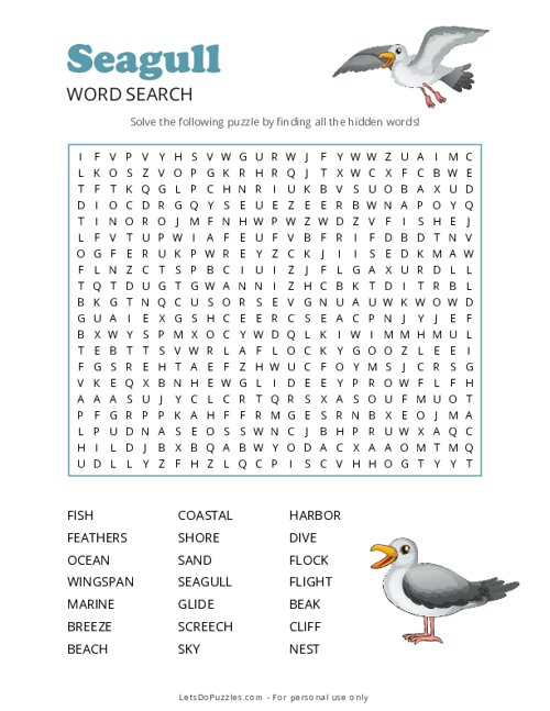 Seagull Word Search