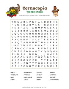 Cornucopia Word Search - Medium