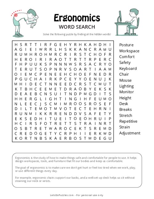 Ergonomics Word Search