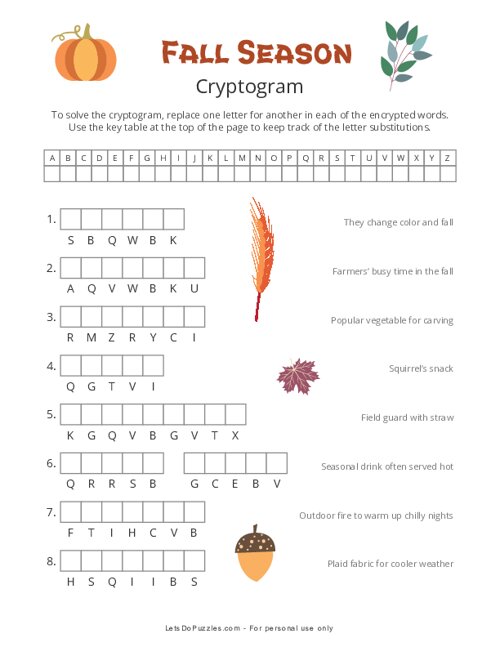 Fall Season Cryptogram