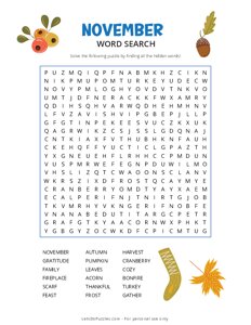 November Word Search