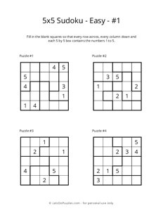 5x5 Sudoku - Easy - 1