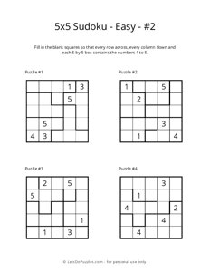 5x5 Sudoku - Easy - 2