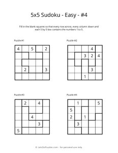 5x5 Sudoku - Easy - 4