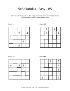 5x5 Sudoku - Easy - 5