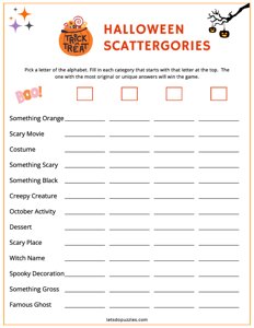 Halloween Scattergories