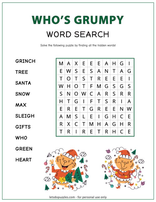 Grinch Word Search - Easy