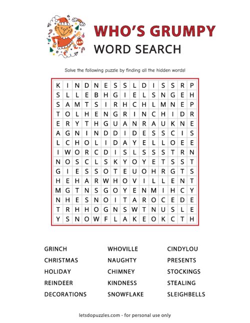 Grinch Word Search - Medium