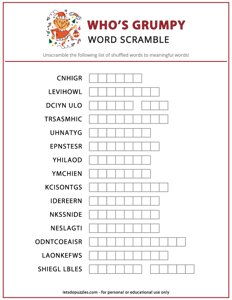 Grinch Word Scramble