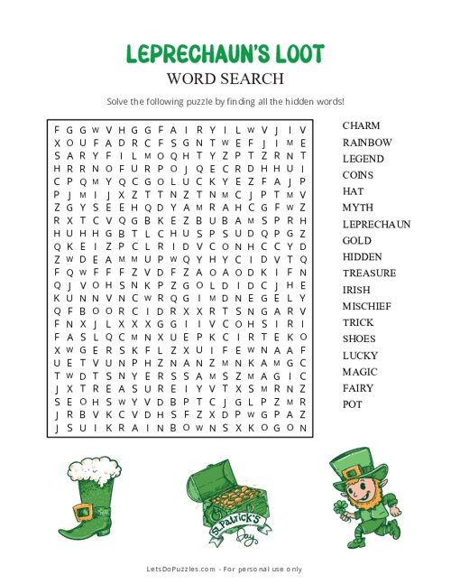 Leprechaun’s Loot Word Search