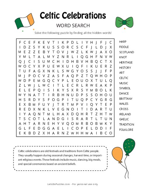 Celtic Celebrations Word Search