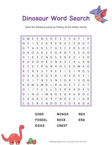 Dinosaur Word Search