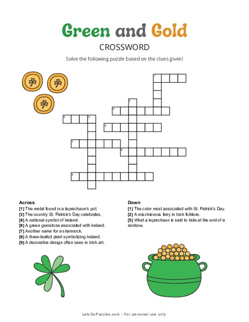 Green and Gold Crossword