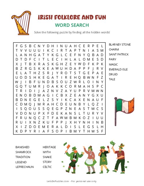 Irish Folklore Word Search