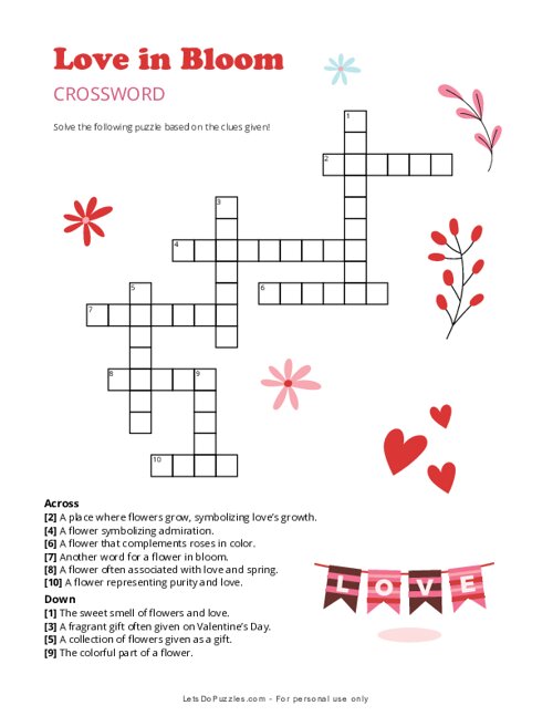 Love in Bloom Crossword