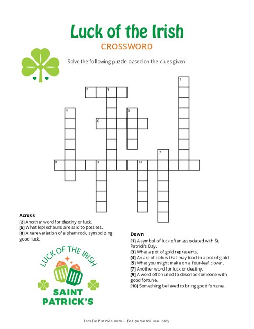 Luck of the Irish Crossword