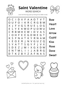 Saint Valentine Word Search - Easy