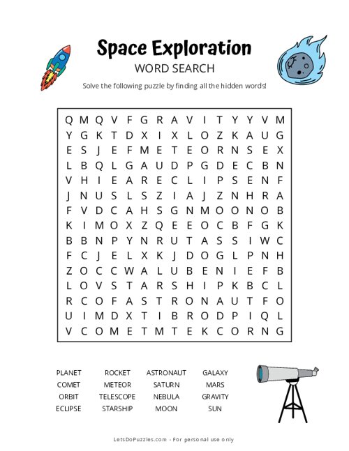 Space Exploration Word Search