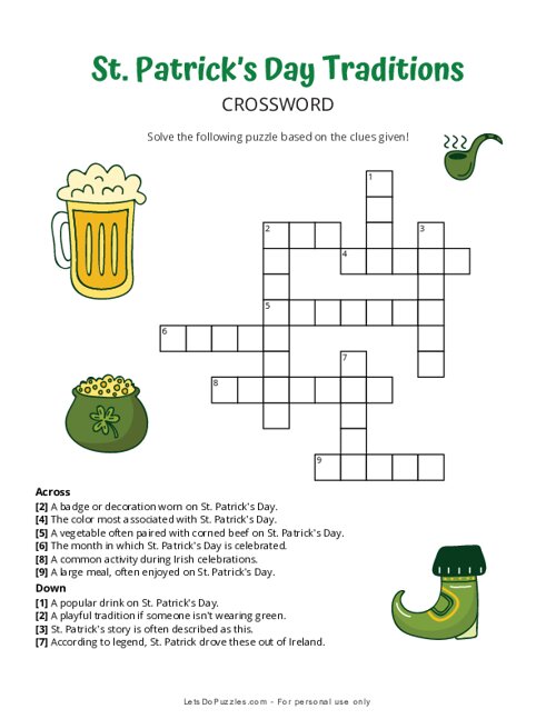 St. Patrick’s Day Traditions Crossword