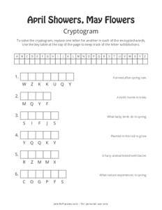 April Showers, May Flowers Cryptogram