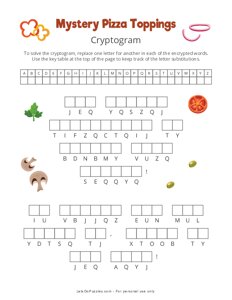 Mystery Pizza Toppings Cryptogram