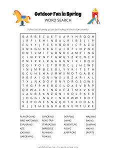 Outdoor Fun in Spring Word Search