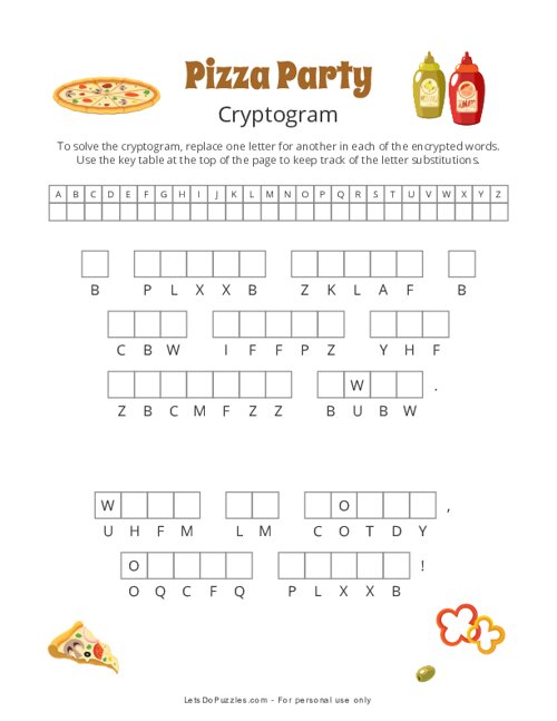 Pizza Party Cryptogram