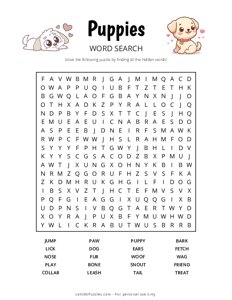 Puppies Word Search