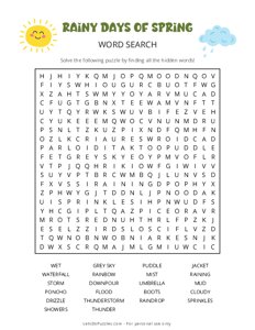 Rainy Days of Spring Word Search