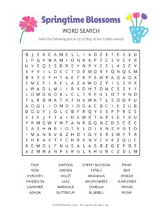 Springtime Blossoms Word Search