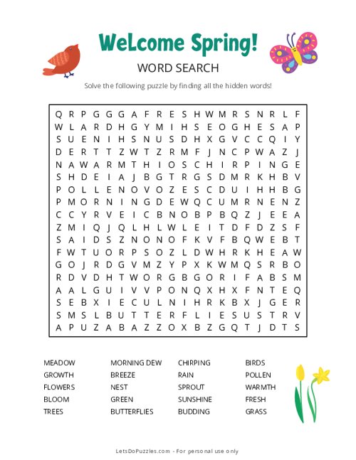 Welcome Spring Word Search