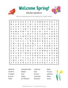 Welcome Spring Word Search