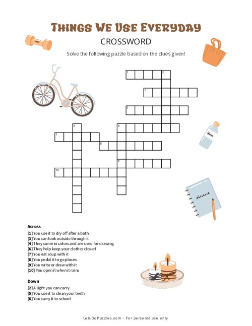 Things We Use Everyday Crossword