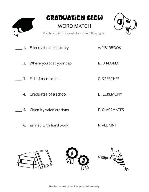 Graduation Glow Word Match