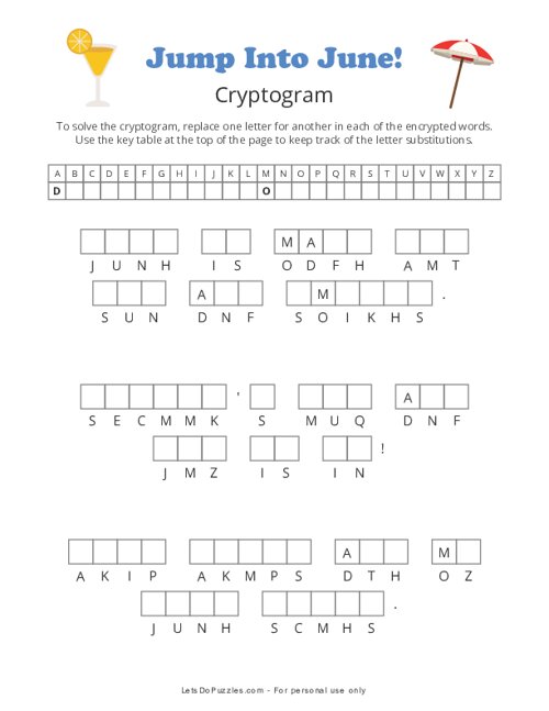 Jump Into June Cryptogram