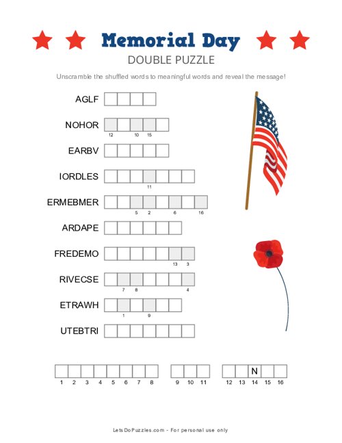 Memorial Day Double Puzzle