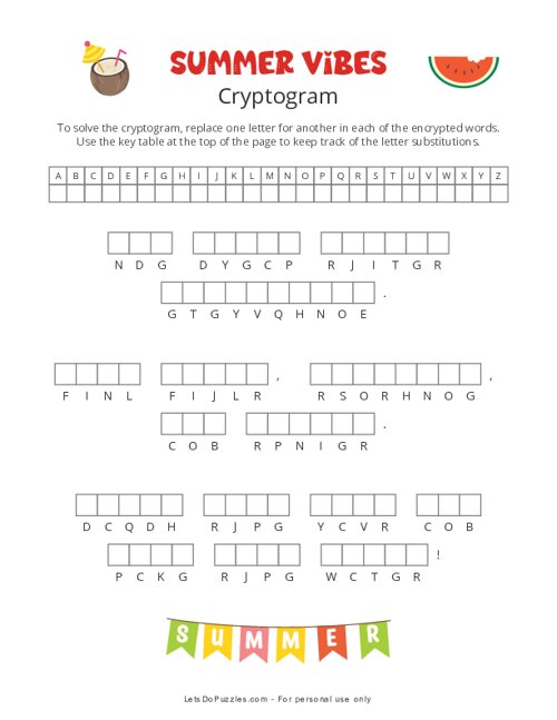 Summer Vibes Cryptogram