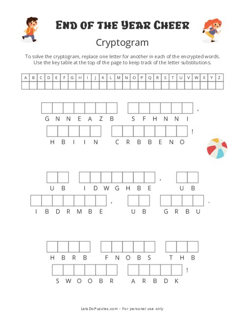 End of the Year Cheer Cryptogram