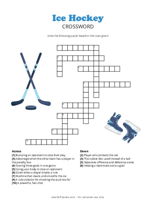 Ice Hockey Crossword