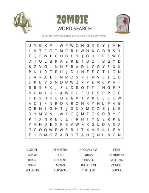 Zombie Word Search