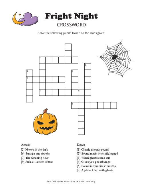 Fright Night Halloween Crossword