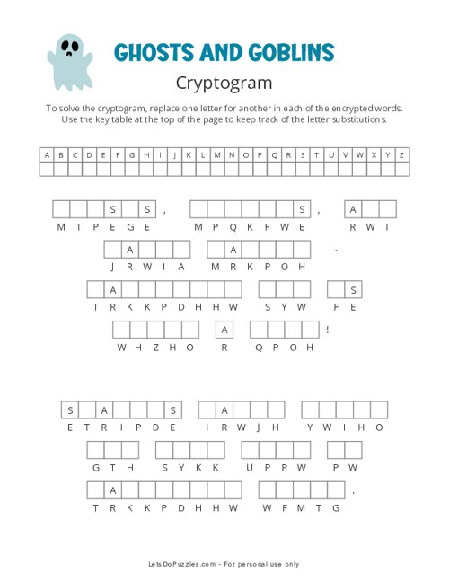 Ghosts and Goblins Halloween Cryptogram